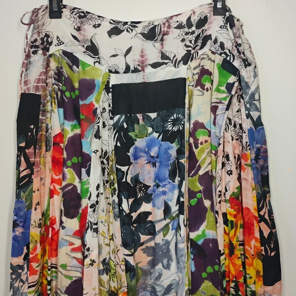 Sacred Threads Maxi Skirt Womens XL Boho Patchwork Floral Hippie Multicolor
